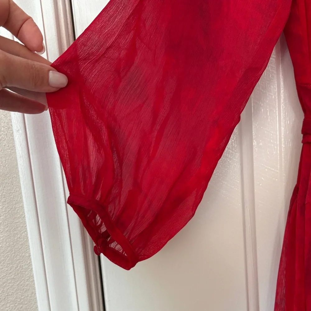Calvin Klein Vibrant Red Long Sleeve Dress - Picture 5 of 7